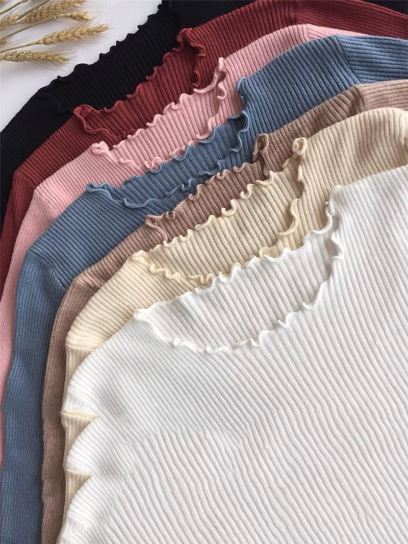 O Neck Ruched Women Sweater High Elastic Solid 2025 Fall Winter Fashion Sweater Women Slim Sexy Knitted Pullovers Pull Femme