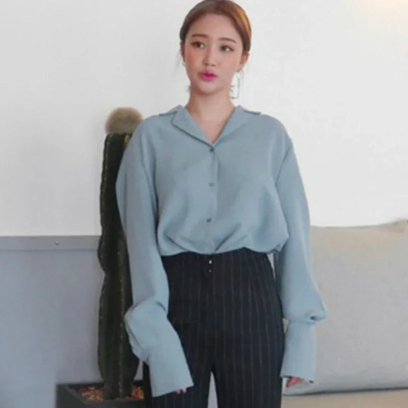 Womens Tops and Blouses Solid White Blouse Office Shirt Blusas Mujer De Moda 2024 Long Sleeve Blouse Women Shirts Clothes A405