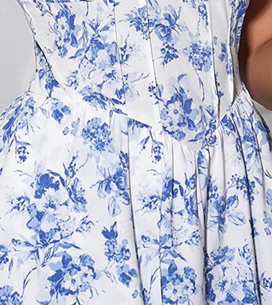 Summer New Short-Sleeved Dress Fashion Casual Sexy Sweet Style Short Skirt Print Slim Cake Skirt