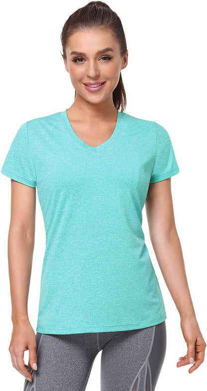 5-Pack Women'S Short Sleeve Dry Fit T-Shirt Moisture Wicking Athletic V-Neck Tee