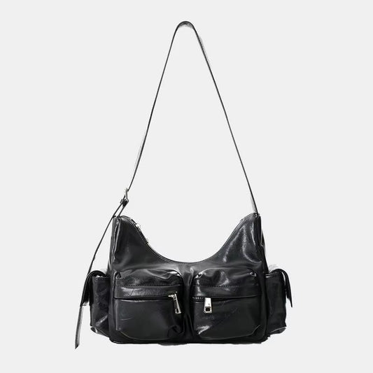 Fashion Trend Handbag Women New Design Black Multi-Pocket Crossbody Bag Y2K Biker Shoulder Underarm Bag Vintage 2024 High