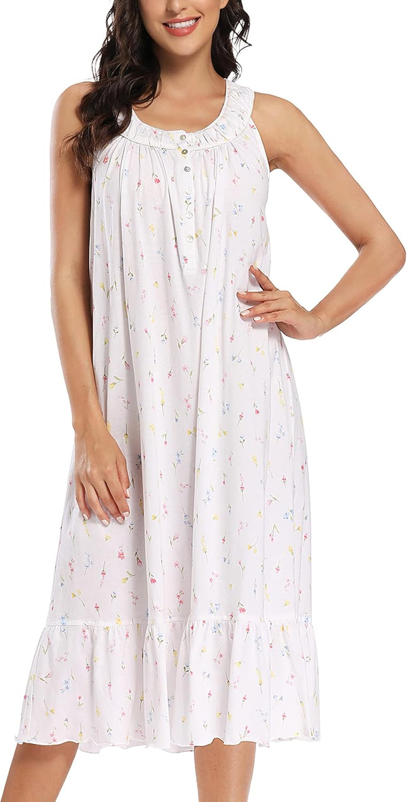 100% Cotton Nightgowns for Women Soft Ladies Gowns Sleepwear Long Sleeveless Nightgown