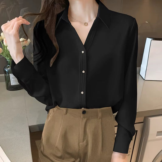 Long Sleeve White Blouse Shirt Blouse Women Blusas Mujer De Moda 2024 Turn down Collar Office Lady Blouse Tops Women Blusa E197
