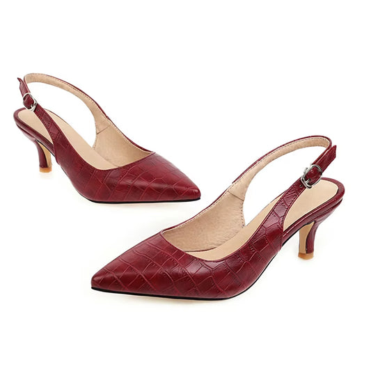 Pointed Toe Summer Sandals Women'S Mules and Slingback Shoes Female Large Size 45 47 Elegant Heels Party Office Shoes for Women