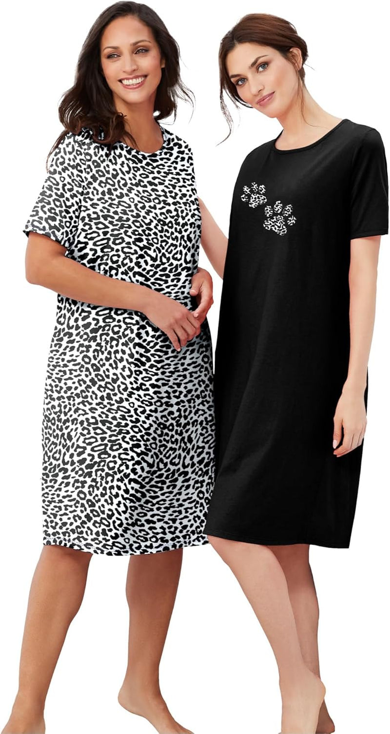 Women'S plus Size 2-Pack Short-Sleeve Sleepshirt