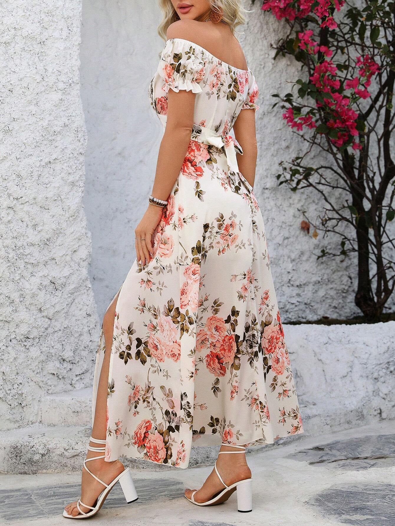 Franclia Summer Dress, Floral Dress, Split Long Dress Maxi Women Outfit