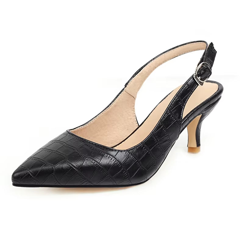 Pointed Toe Summer Sandals Women'S Mules and Slingback Shoes Female Large Size 45 47 Elegant Heels Party Office Shoes for Women